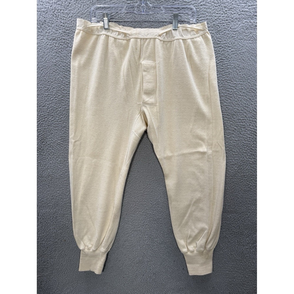 Vintage Military Long Johns Mens Small Tan Wool Blend Winter Drawers 1950s Army